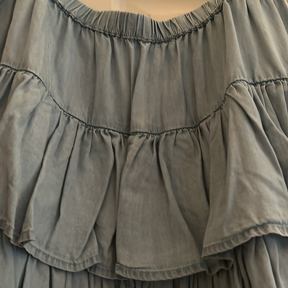 SO Junior Ruffle Denim Chambray Tiered Skirt New With Tags XL - Picture 2 of 5